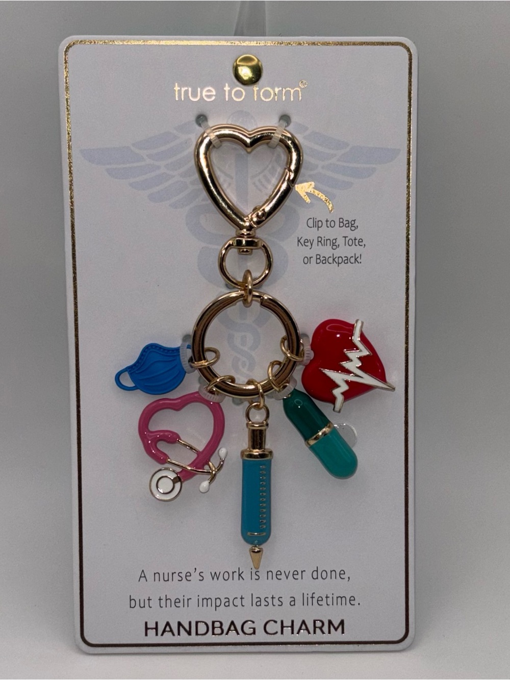 NWT True To Form Nurse Handbag Charm Keychain Viral Medical Gift